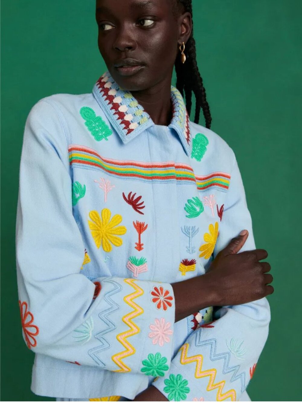 & Other Stories x Sindiso Khumalo - Boxy Embroidered Cotton Jacket Size Small